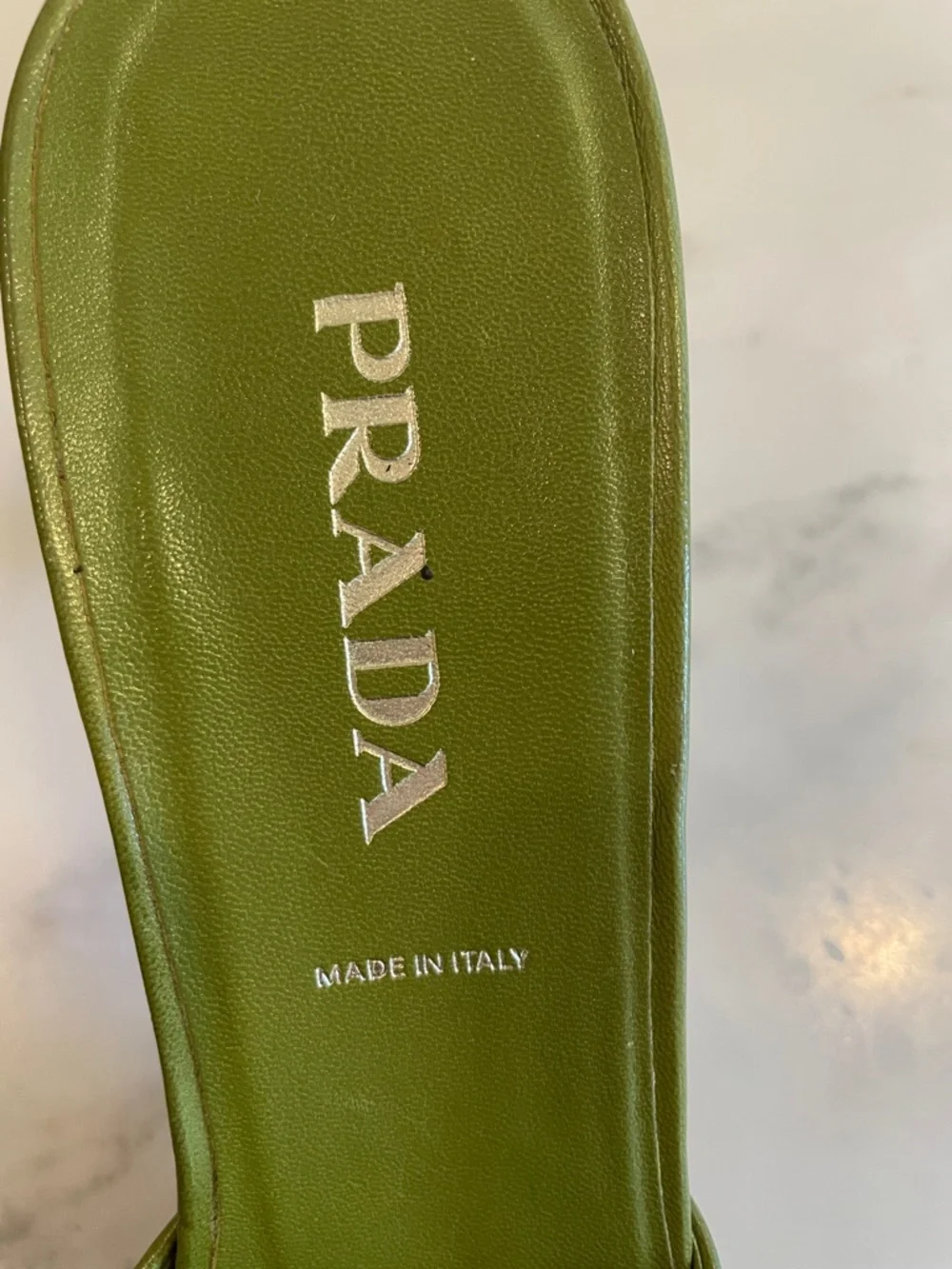 Vintage Prada Green Leather Pointed Kitten Heel Mules, Size 40 - Picture 3 of 14